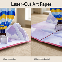 Cartes de vœux personnalisées 3D créatives faites à la main en papier recyclable, impression UV, vernissage mat, taille personnalisée, montgolfière