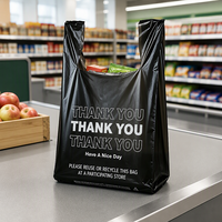 Sac en plastique HDPE personnalisé avec poignées pour courses, supermarché, épicerie, type T-shirt