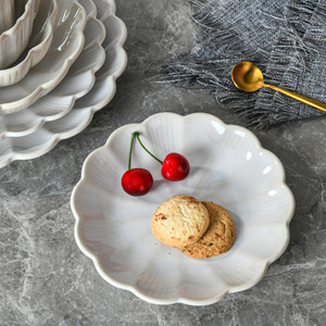 Assiette à dîner et bol à yaourt en céramique florale de nouvelle forme en glaçure réactive ensemble de vaisselle de cadeau de mariage écologique du kit de tasse - Product Image 3