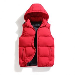 Gilet in cotone da uomo autunno inverno, nuovo stile, con cappuccio, taglie forti, tinta unita, <span class=keywords><strong>giacca</strong></span> in cotone senza maniche - Product Image 4