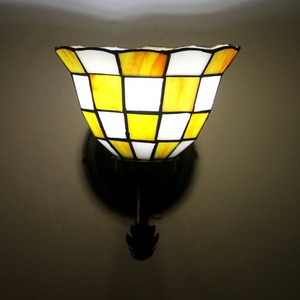 LongHuiJing tiffany Lamps Corridor Sconce Lamp Baroque White Blue Antique Brass Gird Patterned <b>Light</b> Decorative Lamps - Product Image 4