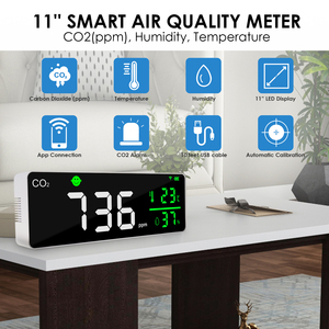 เครื่องตรวจจับ CO2 แบบสมาร์ท Wifi ตรวจสอบคุณภาพอากาศ อุณหภูมิและความชื้นภายในอาคาร พร้อมเซ็นเซอร์ NDIR สำหรับเต็นท์ปลูกพืช เห็ด และบ้าน - Product Image 4