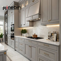 Desain Lemari Dapur Modular Mewah Grosir, Furnitur Rumah Kayu, Papan Melamin, Lemari Dapur Dinding Modern Gaya Shaker