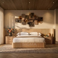 Cadre de lit plateforme moderne en bois avec tête de lit, lit double, mobilier de chambre à coucher pour l'intérieur