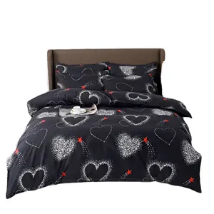 American Style Floral Heart Print Comforter eco-friendly Cover Set with Zipper Closure
