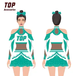 Nouveautés Uniforme de pom-pom girl pour adolescente Costumes avec strass