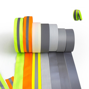 Tùy chỉnh phản xạ Polyester Webbing với phản xạ chủ đề khả năng hiển thị cao phản chiếu vật liệu vải băng dải cho quần áo - Product Image 1