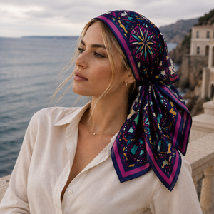 Pañuelo de Moda con Estampado Digital Europeo Americano para Mujer, Pañuelo Cuadrado de Seda para Adultos, Reversible, Transpirable, para Uso Diario en Todas las Estaciones - Product Image 3