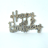 Fabrikpreis 3D Strass Plastik Happy Birthday Cake Topper Kursiv Schriftlich Kristall Geburtstagstorten-Dekoration Party Feier
