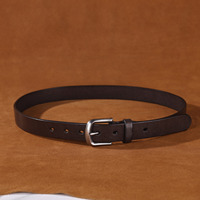Ceinture classique vintage en cuir de vachette de qualité supérieure avec boucle ardillon en alliage, légère, durable, tendance, polyvalente, style rétro littéraire, largeur 2,8 cm