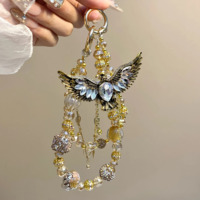 Breloque de téléphone en strass Aile d'Aigle Doré, pendentif de sac artisanal lourd, cordon de poignet, cadeau bijoux pour femme