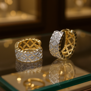 ต่างหูห่วงสองสี Lanvin E4266 ชุบทอง 18K ประดับเพชรซิร์คอนทรงเรขาคณิต ดีไซน์ทันสมัย เหมาะสำหรับงานปาร์ตี้สำหรับผู้หญิง - Product Image 2