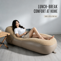 Fauteuil gonflable en forme de S, floqué, avec pompe Type-C intégrée et LED 3 modes pour le camping et la maison (vente en gros)