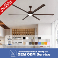 Ventilateur de plafond 1stshine 86 pouces avec pales métalliques, contrôle intelligent par application, style contemporain, assistant vocal et lumière LED