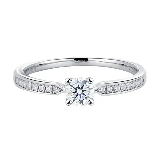 Sterling Sliver 925 moissanite bijoux 0.3ct Micro Set Four Claw Ring mariage et bagues de fiançailles pour les femmes