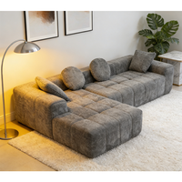 Canapé-lit d'angle confortable en chenille nordique sans ossature, compressé, pour salon et appartement, avec coussins