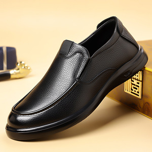 Mocasines de Cuero Genuino para Hombre, Punta Redonda, Sin Cordones, Suela de Goma, Entresuela de EVA, Ligeros, Zapatos Casuales de Otoño - Product Image 1