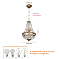 Lustre Ancien Doré E26 Suspension Vintage pour Maison, Bureau, Restaurant – Matériau Fer, Lumière Blanc Chaud