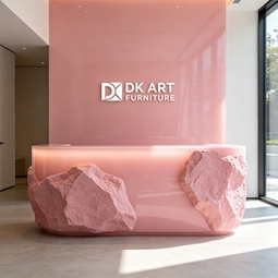 Fiberglass Company Lobby Reception Desk Luxury Front Desk Curved Art for Office Public Space - Product Image 5