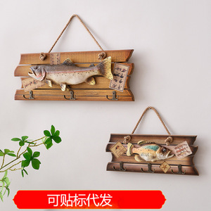 Wooden Fish Wall <b>Shelf</b> Oval <b>Rustic</b> Home Decor 4Pcs Pine Craft Hanging Ornament - Product Image 5