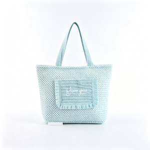 Sac fourre-tout tissé personnalisé pour le quotidien, esthétique vert naturel, sac de plage, sac à bandoulière souple en tissu tressé - Product Image 4