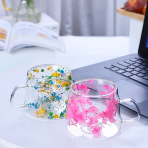 Ly thủy tinh gia dụng cao cấp, hai lớp, chịu nhiệt cao, trang trí hoa khô, thiết kế xuyên biên giới. - Product Image 1