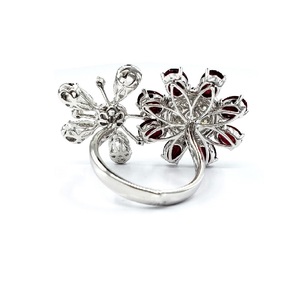 Chine Usine Fine Jewelry Prong Setting 18k Or Blanc Diamant Naturel Tournesol Rubis Et Rose Cut Bague De Mariage Pour Les Femmes - Product Image 3