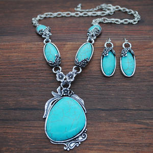 Fashion Multilayer Bohemian Irregular Western <b>Indian</b> Vintage Boho Turquoise Stone Necklaces <b>Jewelry</b> <b>Set</b> for Women - Product Image 2