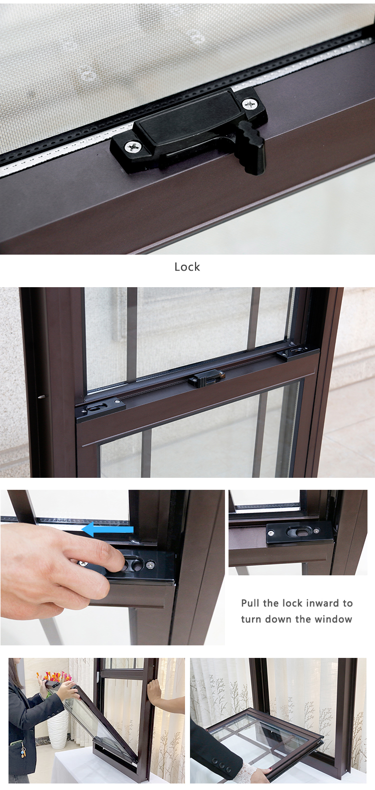 Light Duty Lifting Aluminum Windows 6063 Home Single Hung