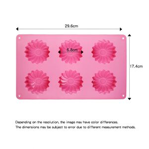 Decoration <b>Tools</b> 6 Holes Sunflower Flower Shaped New Year Soap Baking <b>Crafts</b> Cake Mould Silicone Mold for Resin Casting - Product Image 6