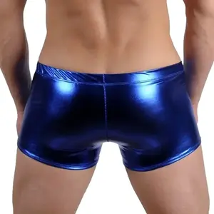 Slip Boxer da Uomo, Costume da Bagno Solido, Intimo Maschile, Pantaloncini da Nuoto Metallizzati Lucidi, Slip Elasticizzati con Lacci per Piscina - Product Image 6