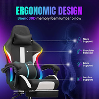 Anji Oem Racing Style Rgb LED Tissu Respirant Home Office Chaise de Bureau avec Repose-Pieds (Noir) Chaise de Jeu 1 Pièce Livraison Gratuite