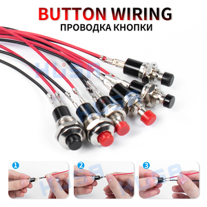 Husa 2pins momentary <span class=keywords><strong>push</strong></span> <span class=keywords><strong>button</strong></span> chuyển thiết lập lại 7 Mét PBS-110 Đỏ nút Thiết bị chuyển mạch cho thiết bị nhà On/Off kiểm soát 1A Max. current - Product Image 5