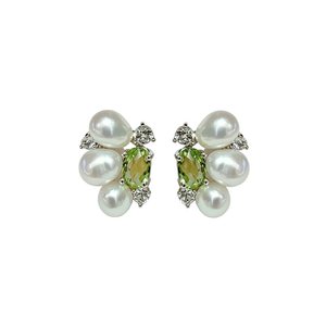 Unique Artistic Original Design S925 Sterling <b>Silver</b> <b>Stud</b> <b>Earrings</b> With Luster Freshwater Keshi Baroque Pearls Inlaid Shiny - Product Image 1