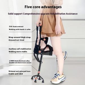 Muleta Antideslizante de una Sola Pierna, Andador Telescópico, Soporte para Tobillo Esguinzado o Fracturado, Equipo Auxiliar de Rehabilitación para Caminar - Product Image 3