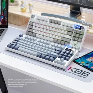 Attack Shark K86 Three Mode RGB Mechanical Keyboard BT 2.4G Wired Connected LED Display Office Game Hot Plug Mechanical Keyboard