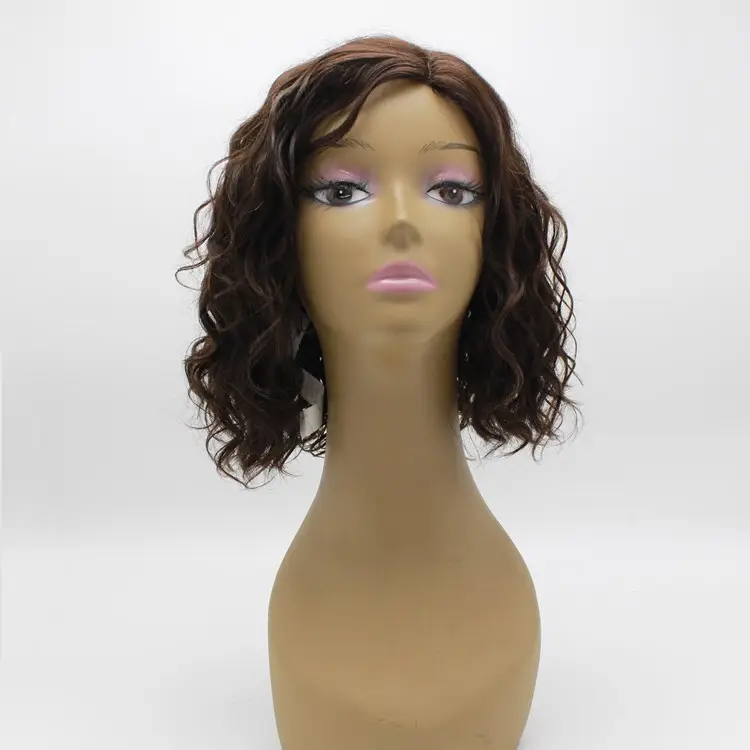 Dark Brown Brazilian Human Hair Virgin Remy Lace Front Wigs Right Parting U Part Swiss Lace Short Wig for Black Women