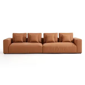Đơn giản phong cách hiện đại sofa da chất lượng cao Orange Modular sofa đi văng 3 chỗ ngồi phổ biến nhà khách sạn đồ nội thất phòng khách ghế sofa