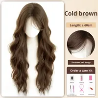 Perruque complète pour femme, réaliste, bonnet petit format, naturelle, ondulée, effet 'water wave', 'egg roll', longue et bouclée, avec dentelle élastique, résistante à la chaleur