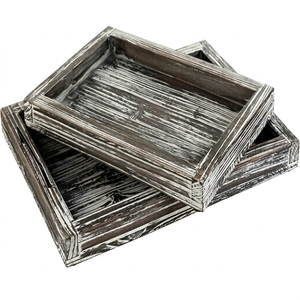 Plateau de petit-déjeuner en pin de style récupéré, robuste, avec poignée découpée, pour les repas matinaux au lit - Product Image 1