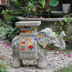 Ornement de jardin en mosaïque de porcelaine colorée en forme d'éléphant, décoration paysagère de cour - Product Image 3
