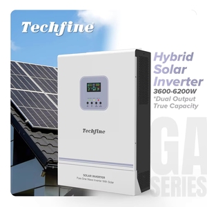 Convertisseur solaire monophasé 6 kW 6000 W, convertisseur <span class=keywords><strong>hybride</strong></span> sans batterie, double sortie, capacité réelle, système solaire hors réseau - Product Image 2