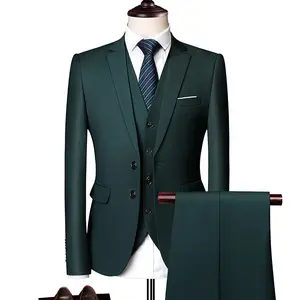 पुरुषों के स्वभाव के तीन टुकड़े सूट औपचारिक पोशाक कार्यालय की शादी के स्लिम सूट