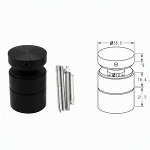 <span class=keywords><strong>Kit</strong></span> de fixation <span class=keywords><strong>pour</strong></span> verre de volière <span class=keywords><strong>en</strong></span> verre noir mat sur mesure, avec plaques <span class=keywords><strong>en</strong></span> acier inoxydable noires et trous pré-percés, à commande sur mesure - Product Image 5