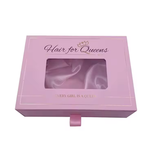 Custom Luxury Pink Slide <b>Drawer</b> Hair Bundle Box With Satin Wig <b>Insert</b> for Bundles Hair Extensions Wigs Packaging Boxes - Product Image 5
