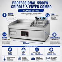 Mesin Panggang Burger Stainless Steel 850mm dengan Penggorengan Terintegrasi 5500W, Stasiun Countertop Efisiensi Tinggi untuk Makanan Cepat Saji