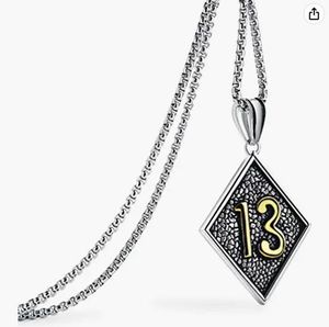 Pendentif porte-bonheur numéro 13 <span class=keywords><strong>1</strong></span> pour cent en diamant avec chaîne, bijoux porte-bonheur, cadeau pour homme, Offre Spéciale - Product Image 5