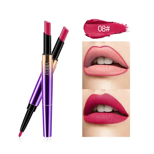 Hot Bán 16 Màu Double-End Lipsticks Bền Lâu Kẻ Viền Dưỡng Ẩm Không Thấm Nước Lip Liner Stick Bút Chì