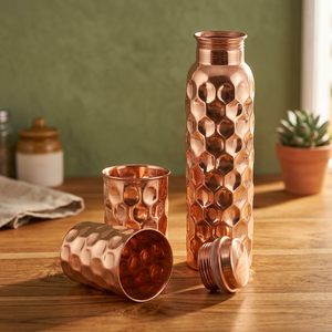 Bouteille d'eau en cuivre sans BPA avec revêtement anti-corrosion, bouchon à paille, compatible lave-vaisselle, réutilisable, 750 ml, écologique - Product Image 1