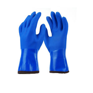 Yüksek maliyetli düşük fiyat pamuk kaplı kesim dayanıklı güvenlik koruma mavi Pvc eldiven - Product Image 3